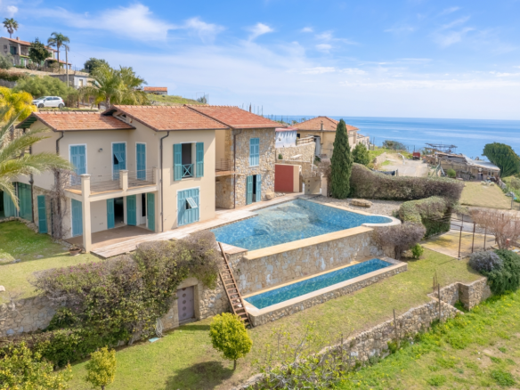 Villa Mediterranea Con Piscina E Ampia Vista Sul Mare A Bordighera
