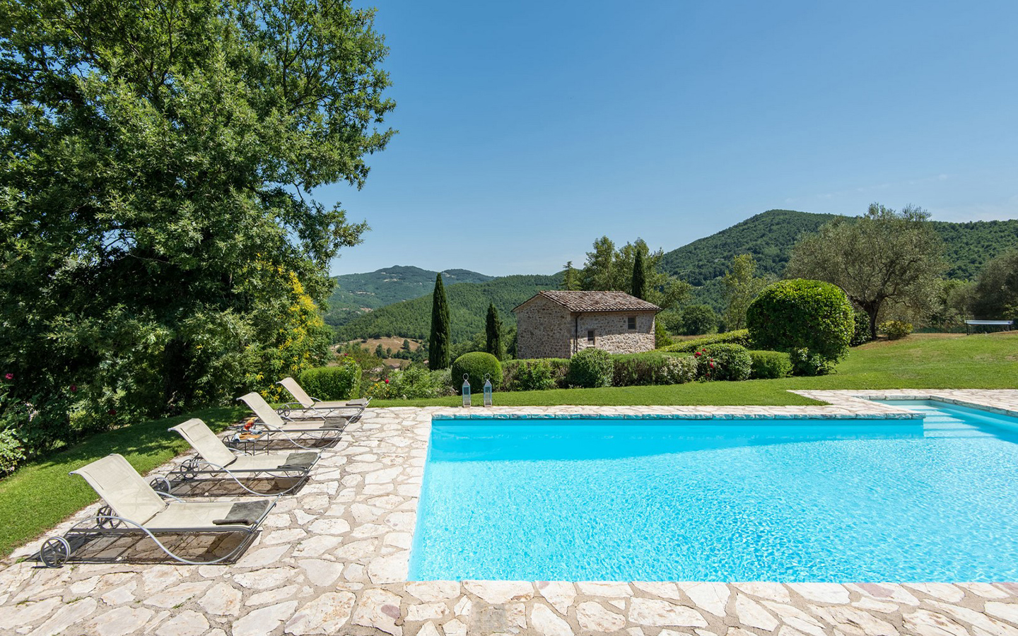 Panoramagård med to historiske villaer og opvarmet pool, Umbertide, Umbrien